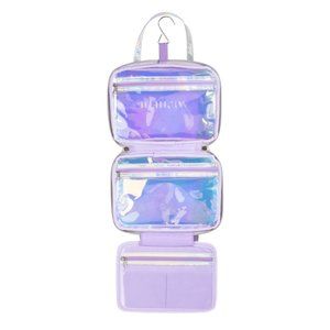 Huda Beauty WISHFUL Large Clear Holographic Zip Storage Travel Bag Handle NEW